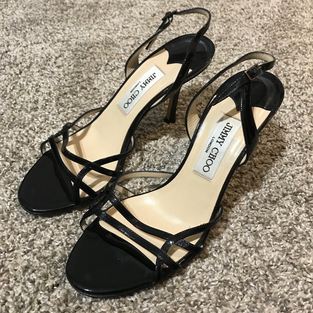 Jimmy Choo Black Strappy Heels Size 38 US 8
